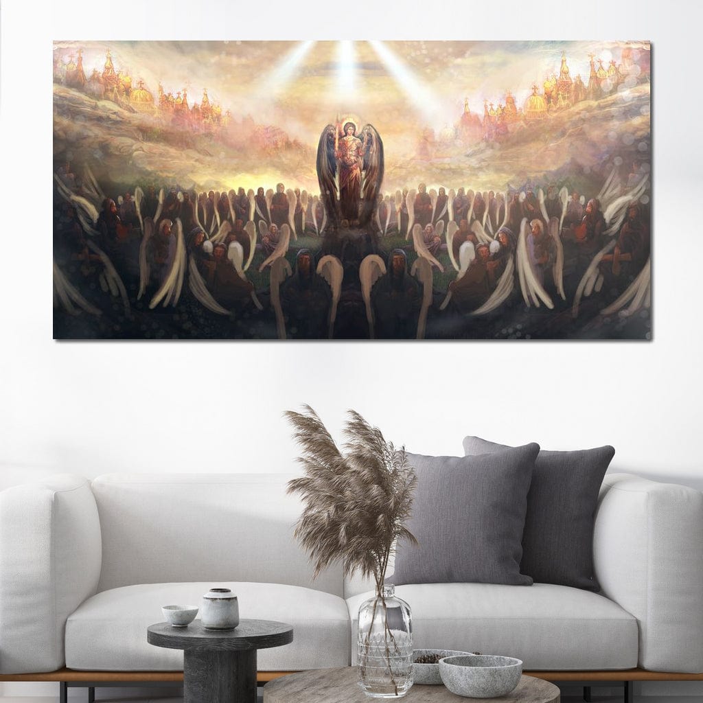 Tablou Canvas Premium LuxCanva® H1025 Oastea Cereasca , Ingeri, Rai, Lumina, Maretie, Divin, Forta, Binecuvantare, Imparatie, Living, Dormitor