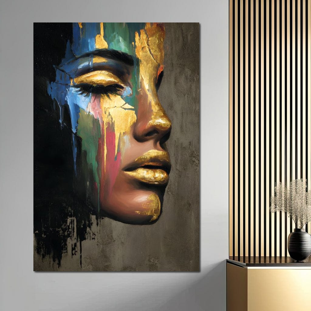 Tablou Canvas Premium, LuxCanva® G1239, Lumina din Tine, Vis, Aur, Chip, Reflexie, Suspin, Lumina, Lacrimi, Stralucire, Metamorfoza, Dualitate, Femeie, Timp, Fragilitate, Salon, Living, Dormitor