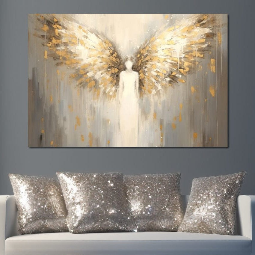 Tablou Canvas Premium LuxCanva® H1000, Aura Puritatii , Rai, Divinitate, Aurite, Aripi, Inger, Porti, Univers, Religie, Crestinism, Living, Dormitor, Birou