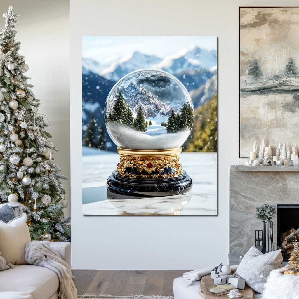Tablou Canvas Premium LuxCanva® D1040, Globul Alpin , Padure, Brazi, Munti, Glob, Muzical, Omat, Living Room, Culori vibrante