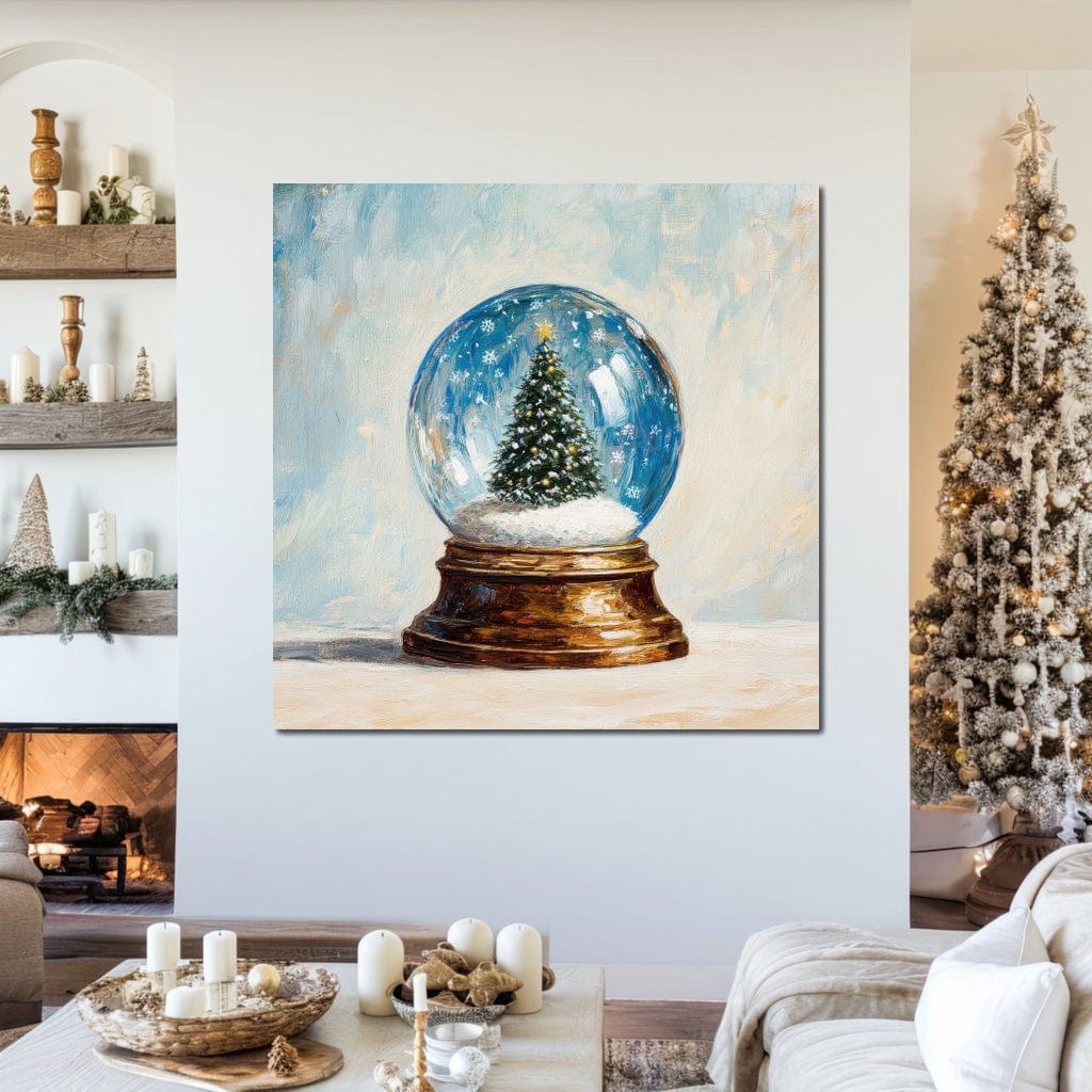 Tablou Canvas Premium LuxCanva® D1038, Bradul din Globul Fermecat , Glob, Brad, Decoratiune, Auriu, Muzical, Living Room, Culori vibrante