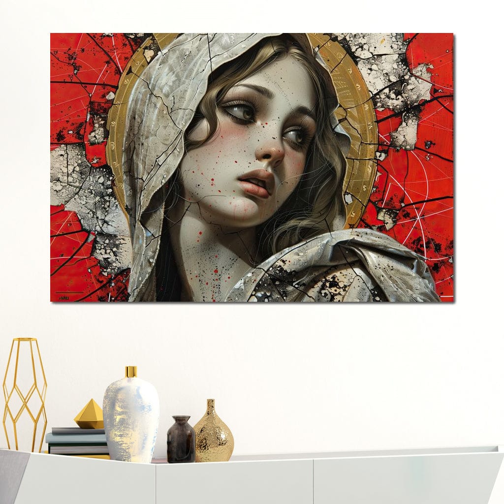 Tablou Canvas Premium LuxCanva® H1042, Aura Sacra, Icoana Reinterpretata, Speranta, Blandete, Fragilitate, Pace, Arta Religioasa Moderna, Living, Dormitor