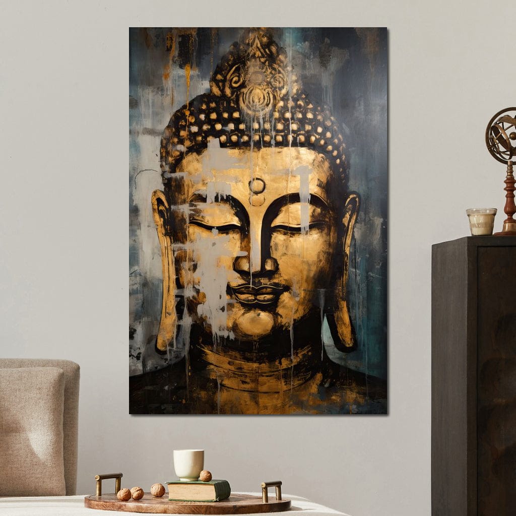 Tablou Canvas Premium LuxCanva® I126, Spirit Etern, Buddha, Zen, Meditatie, Spiritualitate, Armonie, Pace Interioara, Echilibru, Ritual, Urna, Gold, Living, Dormitor