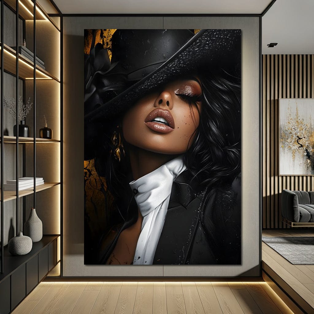 Tablou Canvas Premium, LuxCanva® G1198, Seductie in Frac, Lady, Noir, Joben, Tuxedo, Catifea, Jazz, Senzual, Sofisticat, Teatru, Cinema, Rafinament, Dorina, Pasiune, Birou, Living, Dormitor