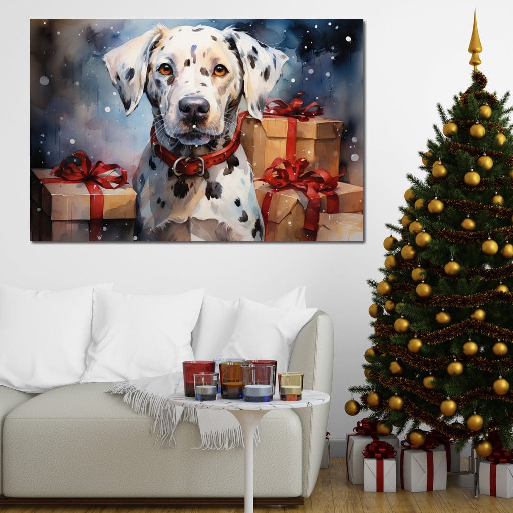 Tablou Canvas Premium LuxCanva® D1036, 101 Dalmatieni , Dalmatian, Desene Animate, Santa Pete, Zgarda, Festiv, Living Room, Culori vibrante