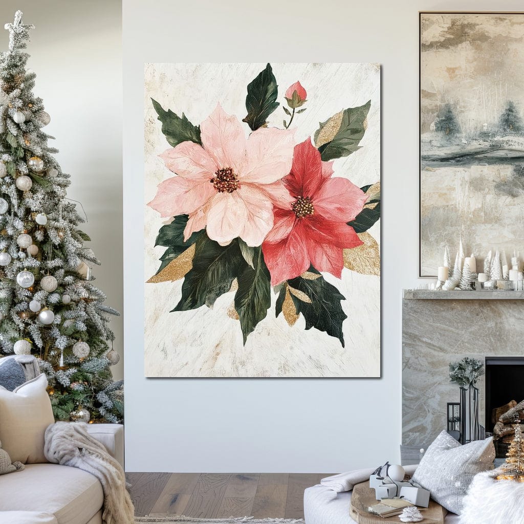 Tablou Canvas Premium LuxCanva® D1053, Aranjament Floral de Sarbatori , Flori, Aranjament, Decor, Craciun, Buchet, Living, Culori vibrante