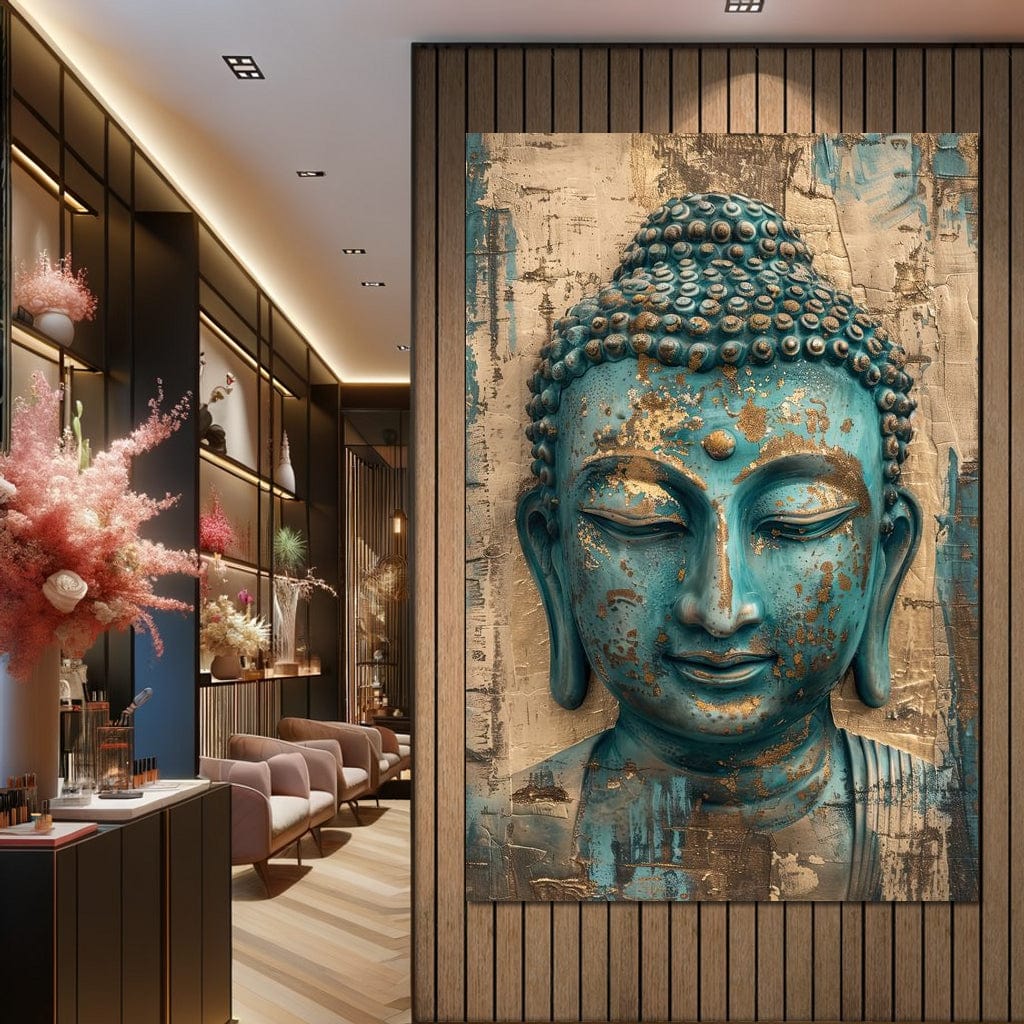 Tablou Canvas Premium LuxCanva® I137, Aur Interior, Buddha, Zen, Spiritualitate, Meditatie, Contemplare, Transformare, Liniste, Armonie, Arta, Stropi, Living, Dormitor