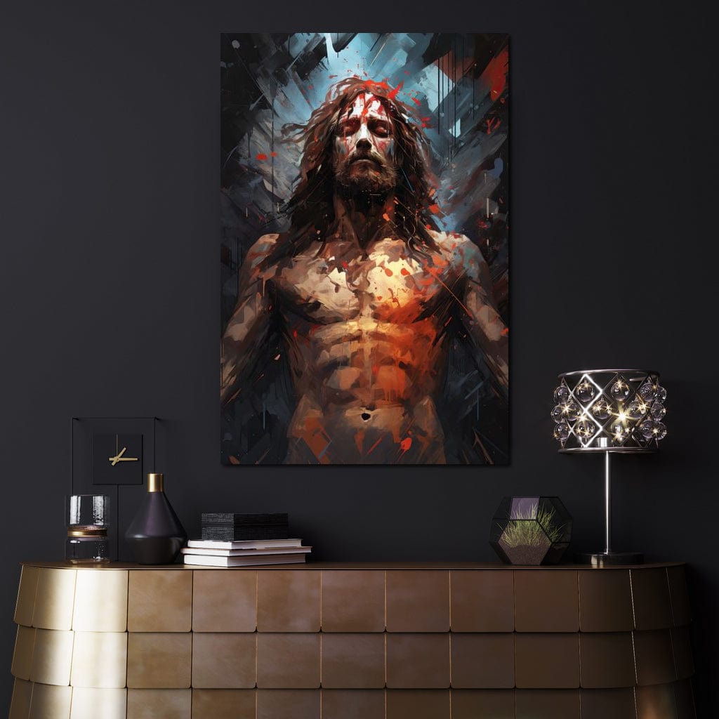 Tablou Canvas Premium LuxCanva® H1040, Patimile lui Hristos, Iisus, Martiriu, Forta Interioara, Sacrificiu, Divinitate, Gratie, Mantuire, Arta Sacra, Living, Dormitor