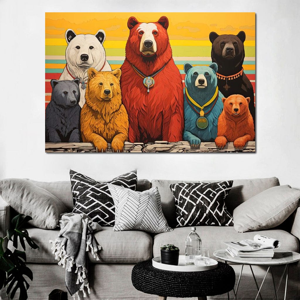 Tablou Canvas Premium, LuxCanva® K1008, Ursii Campioni, Medalii, Club, Atitudine, Echipa, Eroi, Prietenie, Concurs, Castigatori, Curaj, Animale, Poveste, Team, Camera Copii