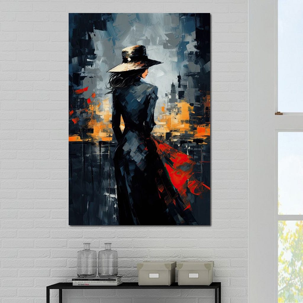 Tablou Canvas Premium LuxCanva® G1041, Privind spre Necunoscut , Oras, Visare, Orizont, Trecut, Viitor, Apus, Mister, Palarie, Living, Dormitor