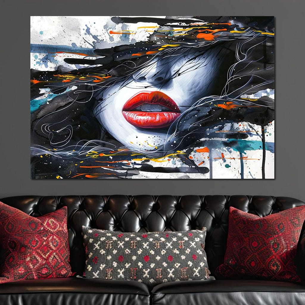 Tablou Canvas Premium LuxCanva® G1002, Mister In Culori , Buze, Rosii, Dramatism, Abstract, Frumusete, Haos, Living, Dormitor, Culori vibrante