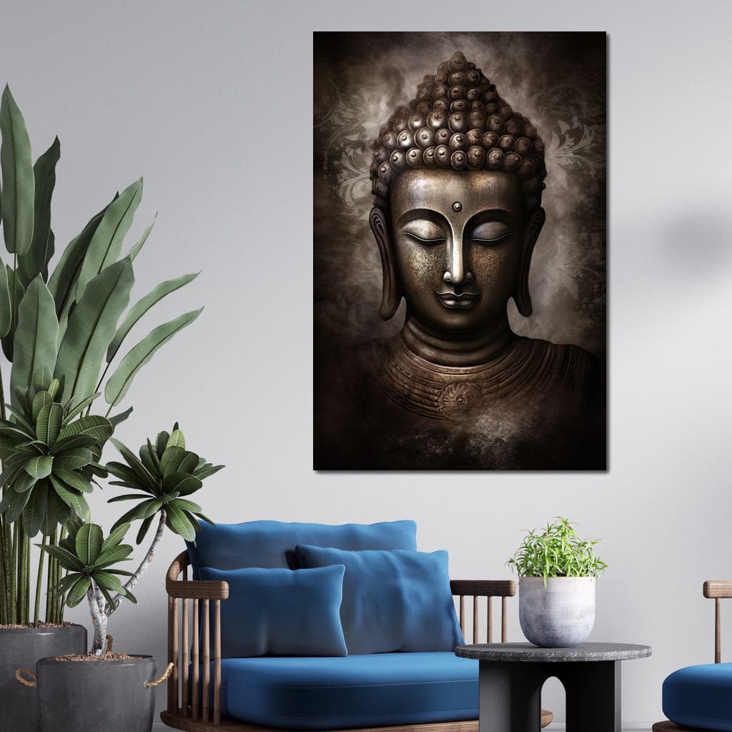 Tablou Canvas Premium LuxCanva® I129, Esenta Pacii, Buddha, Zen, Meditatie, Spiritualitate, Armonie, Pace Interioara, Echilibru, Ritual, Iluminare, Urna, Living, Dormitor