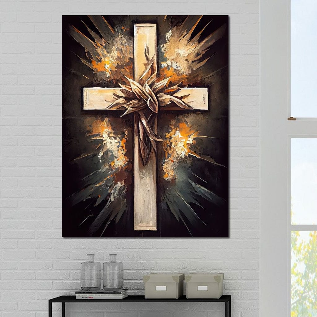Tablou Canvas Premium LuxCanva® H1029 Ecoul Sacru al Jerfei , Coroana, Spini, Sacrificiu, Divin, Mantuire, Biblic, Jertfa, Cruce, Living, Dormitor