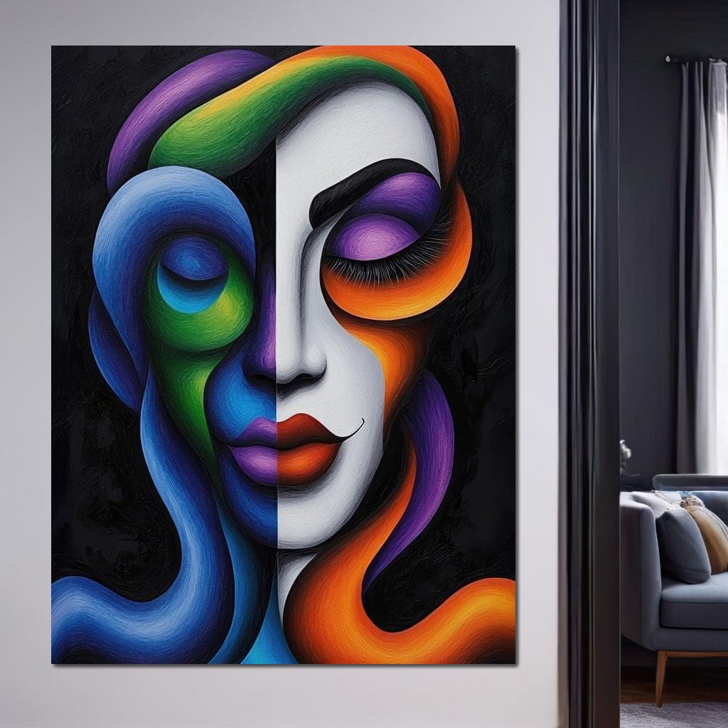 Tablou Canvas Premium, LuxCanva® G1128, Puterea din Intuneric, Razboinica, Tribal, Forta, Dramatism, Lupta, Mister, Contraste, Privire, Salbatica, Living, Dormitor