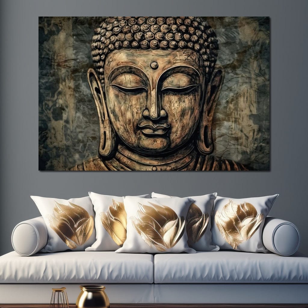 Tablou Canvas Premium LuxCanva® I142, Calm Interior, Buddha, Zen, Echilibru, Meditatie, Spiritualitate, Contemplare, Armonie, Traditie, Reflexie, Living, Dormitor