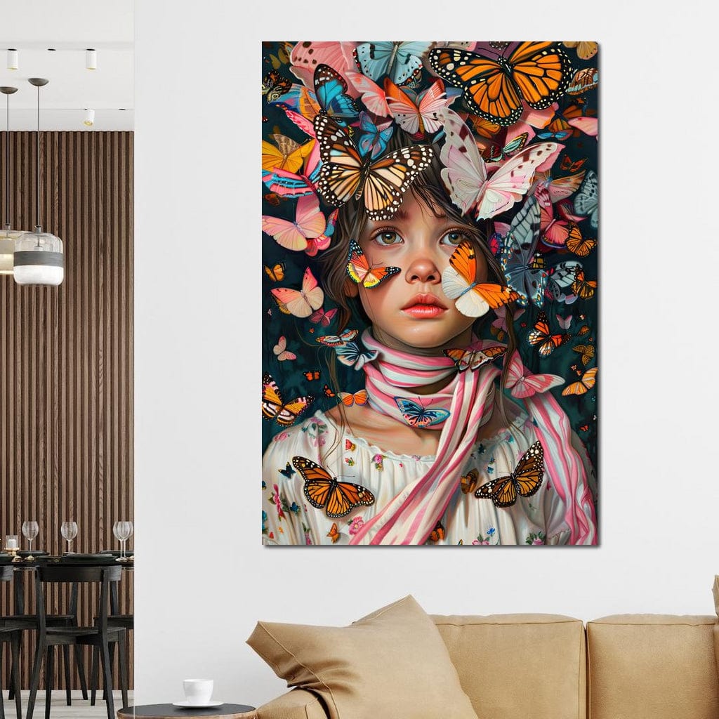 Tablou Canvas Premium, LuxCanva® G1127, Copilarie in Zbor,  Fluturi, Copil, Fata, Fantezie, Inocenta, Libertate, Visare, Emotie, Magie, Copilarie, Living, Dormitor