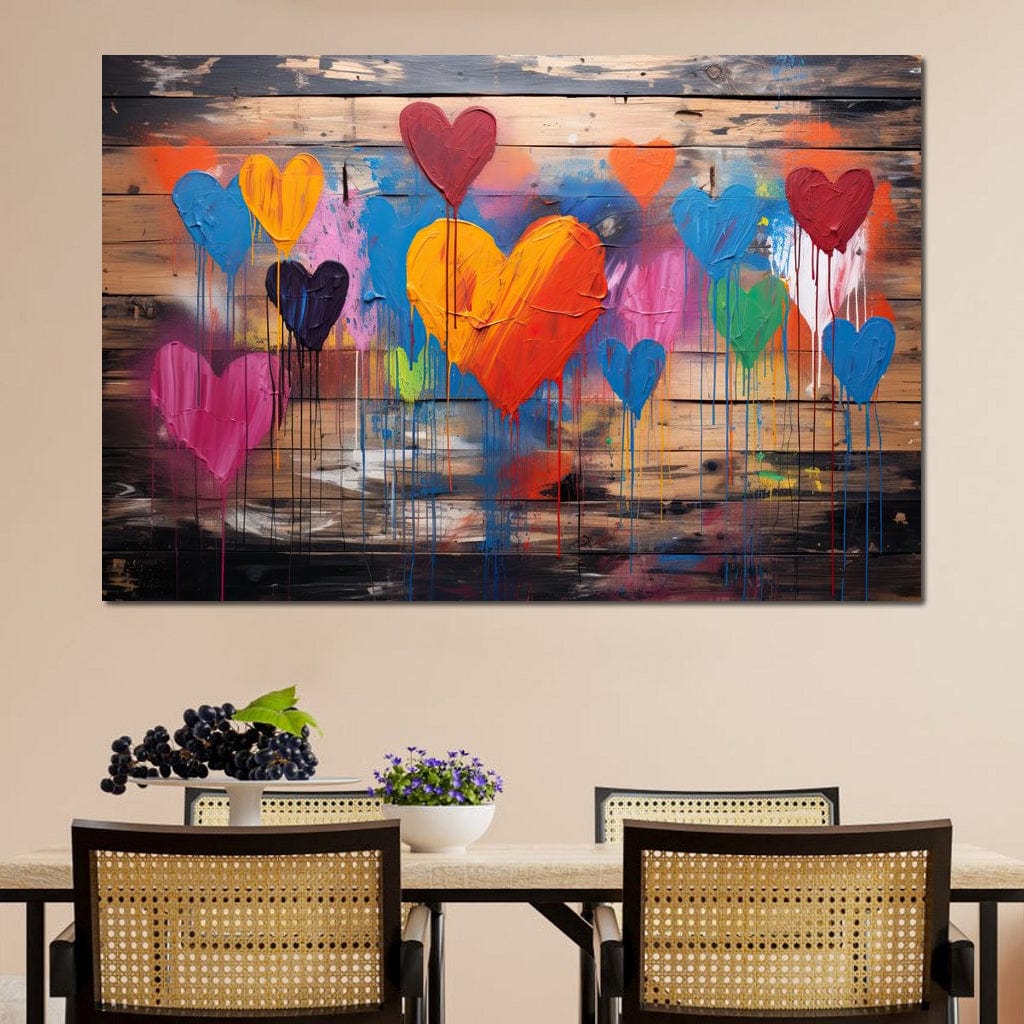 Tablou Canvas Premium LuxCanva® E1003, O Mare de Inimi, Vibratie, Optimism, Fericire, Culori, Inimi, Living Room, Culori vibrante