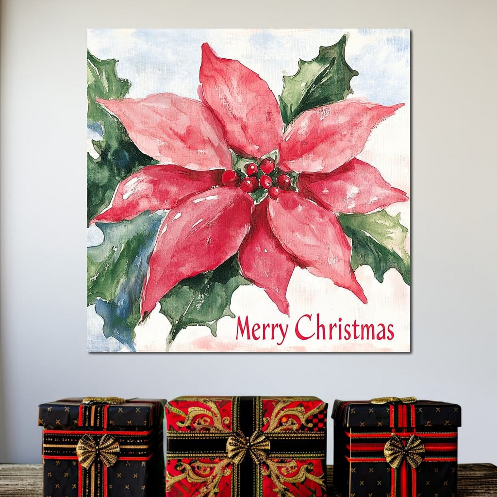 Tablou Canvas Premium LuxCanva® D1011, Sarbatoare Infloritoare , Ghiveci, Floare, Craciunita, Petale, Natura, Living Room, Culori vibrante