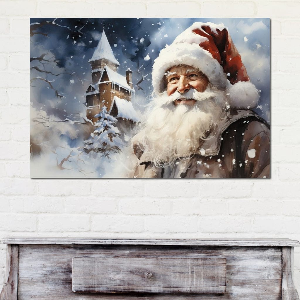 Tablou Canvas Premium LuxCanva® D1014, Lumea Magica a lui Mos Craciun ,  Cabana, Caciula, Mos, Magie, Living Room, Culori vibrante