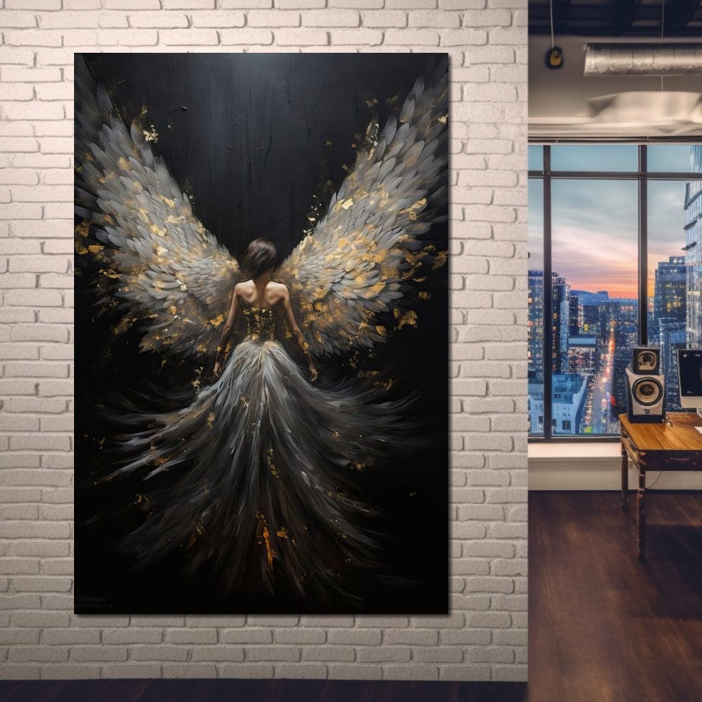 Tablou Canvas Premium, LuxCanva® G1203, Aripile Eternitatii, Divin, Ceresc, Nastere, Lumina, Aripi, Inger, Atingere, Angelic, Transcendenta, Spiritual, Cosmic, Birou, Living, Dormitor