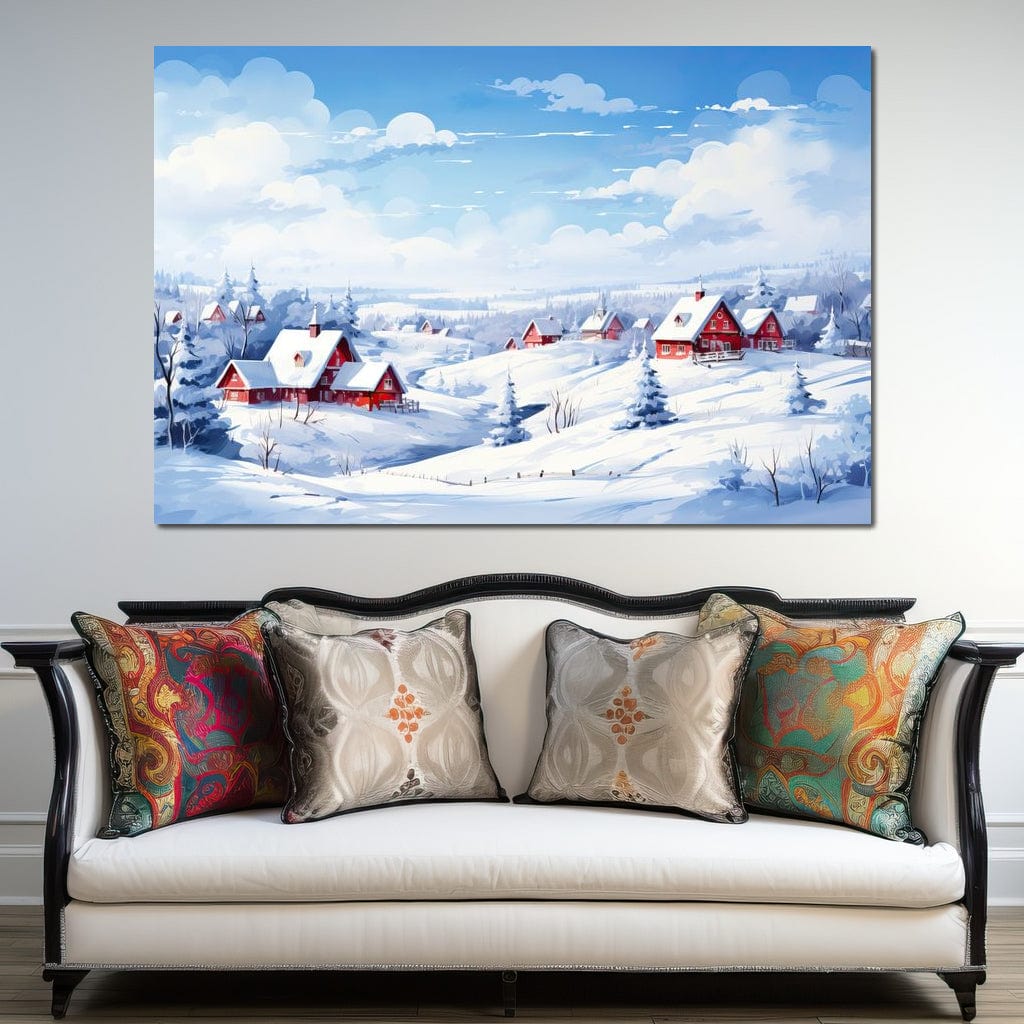 Tablou Canvas Premium LuxCanva® D1006, Iarna pe Ulita , Plimbare, Iarna, Rural, Ulita, Living Room, Omat, Culori Vibrante