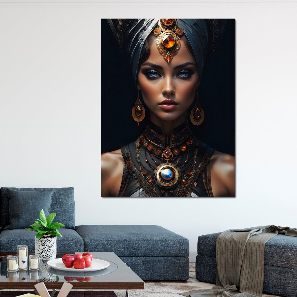 Tablou Canvas Premium, LuxCanva® G1092, Femeia Oracol, Mistic, Regalitate, Frumusete, Enigma, Sacralitate, Aur, Safir, Fantasmic, Living, Dormitor