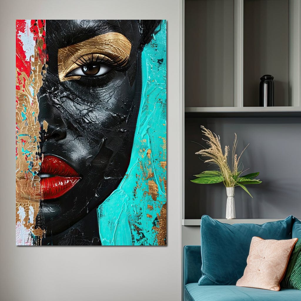 Tablou Canvas Premium LuxCanva® GV1051, Frumusete Rupta, Contrast, Aur, Textura, Abstract, Privire, Stralucire, Chip, Emotie, Living, Dormitor