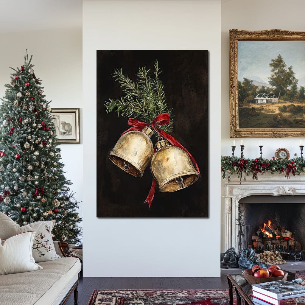 Tablou Canvas Premium LuxCanva® D1057, Vestitorii Clopotei , Clopotei, Brad, Craciun, Decoratiune, Sunet, Clinchet, Living Room, Culori vibrante