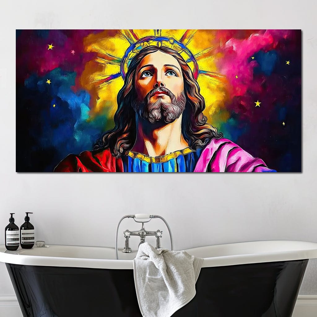 Tablou Canvas Premium LuxCanva® H1051, Stralucire Divina, Iisus, Contemplare, Pace Interioara, Coroana de Spini, Serenitate, Arta Religioasa Moderna, Living, Dormitor