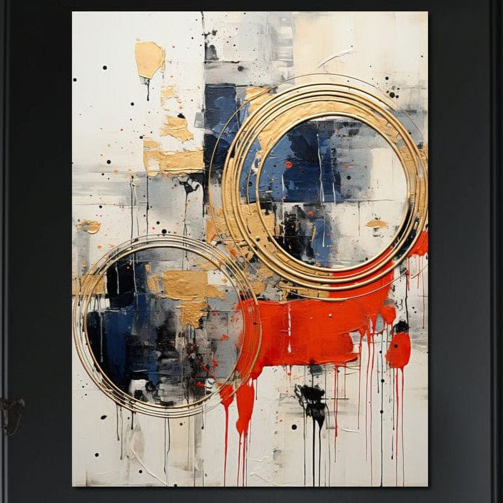 Tablou Canvas Premium, LuxCanva® J1020, Cercurile Timpului, Emotie, Cercuri, Aurii, Curgator, Compozitie, Decor, Statement, Impact, Frumos, Tuse, Living, Dormitor