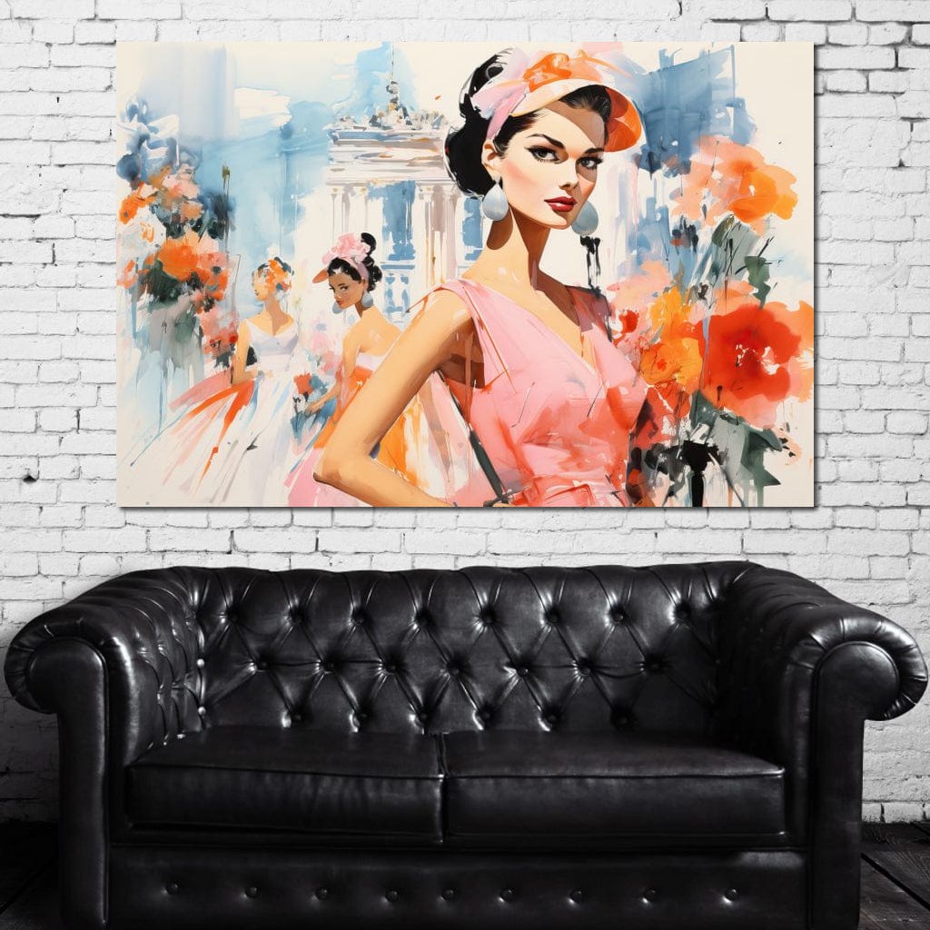 Tablou Canvas Premium, LuxCanva® G1130, O Primavara Retro, Paris, Stil, Eleganta, Femei, Bulevard, Moda, Trecut, Vintage, Rafinament, Living, Dormitor