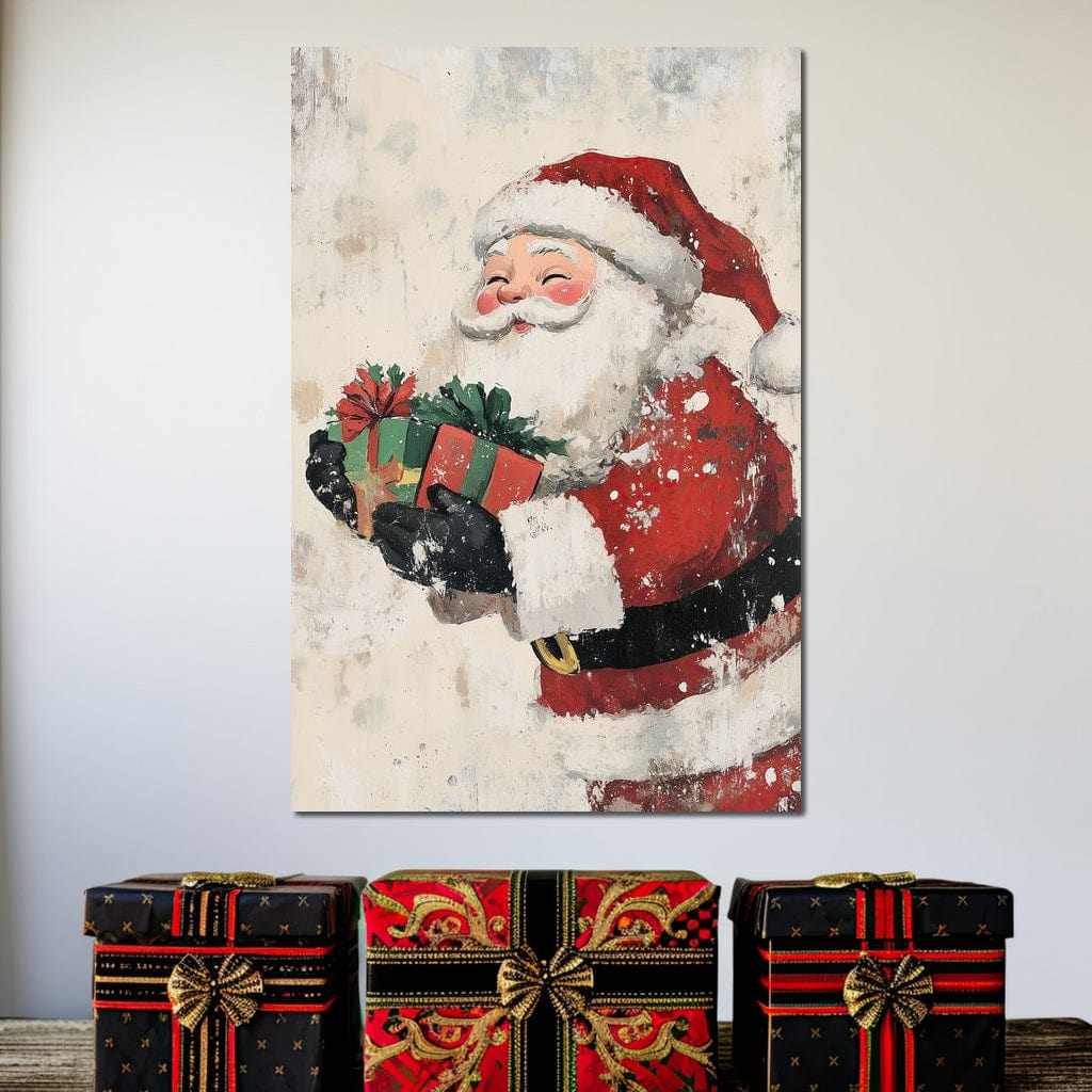 Tablou Canvas Premium LuxCanva® D1055, Mos Craciun si Darurile Copiilor , Costum, Ambalaje, Funde, Curea, Caciula, Living Room, Culori vibrante