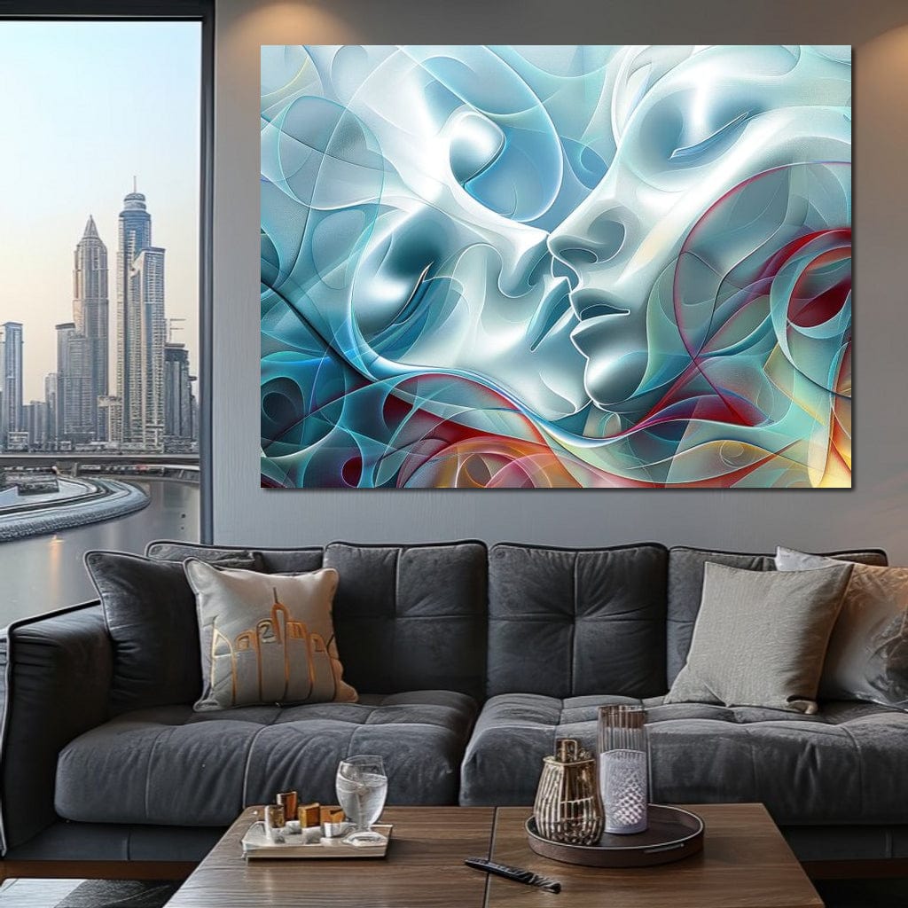 Tablou Canvas Premium LuxCanva® E1004, Suflete Impletite, Fluiditate, Conexiune, Armonie, Chipuri, Unire, Amor, Living Room, Culori vibrante