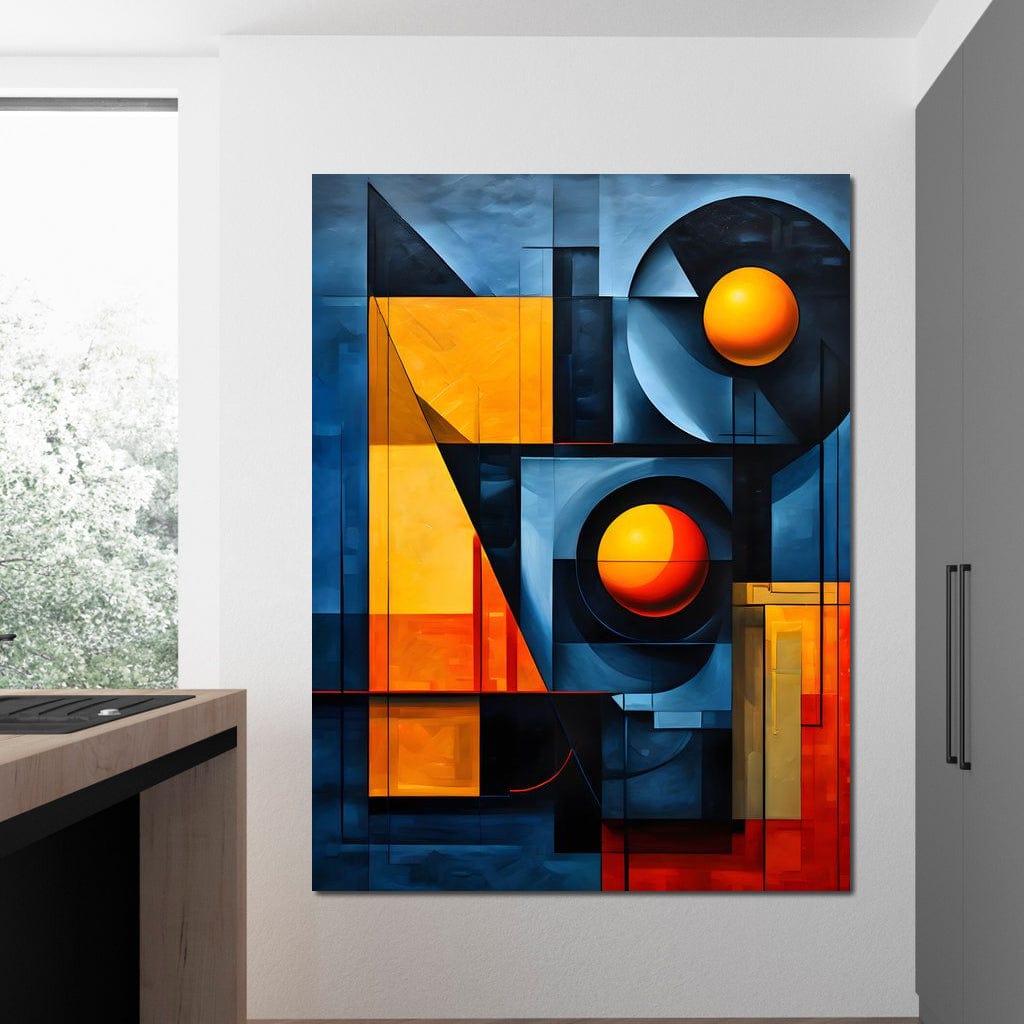 Tablou Canvas Premium, LuxCanva® J1013, Fragmente Din Soare, Arhitectura, Forme, Geometrie, Lumini, Umbre, Solar, Sistem, Flux, Fragmemnte, Cubism, Living, Dormitor