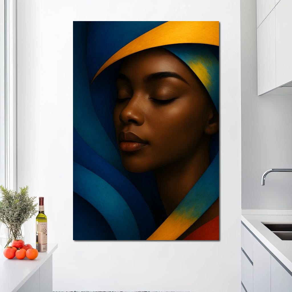 Tablou Canvas Premium, LuxCanva® G1134, Sub Pleoapele Lunii, Profunzime, Somn, Liniste, Pace, Meditatie, Serenitate, Pictural, Vis, Albastru, Portocaliu, Mister, Birou, Living