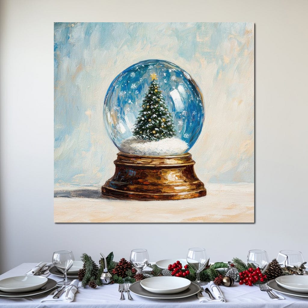 Tablou Canvas Premium LuxCanva® D1038, Bradul din Globul Fermecat , Glob, Brad, Decoratiune, Auriu, Muzical, Living Room, Culori vibrante