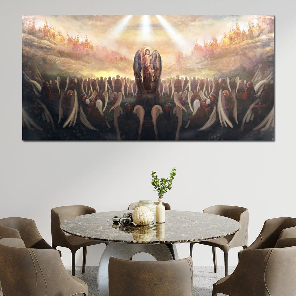 Tablou Canvas Premium LuxCanva® H1025 Oastea Cereasca , Ingeri, Rai, Lumina, Maretie, Divin, Forta, Binecuvantare, Imparatie, Living, Dormitor