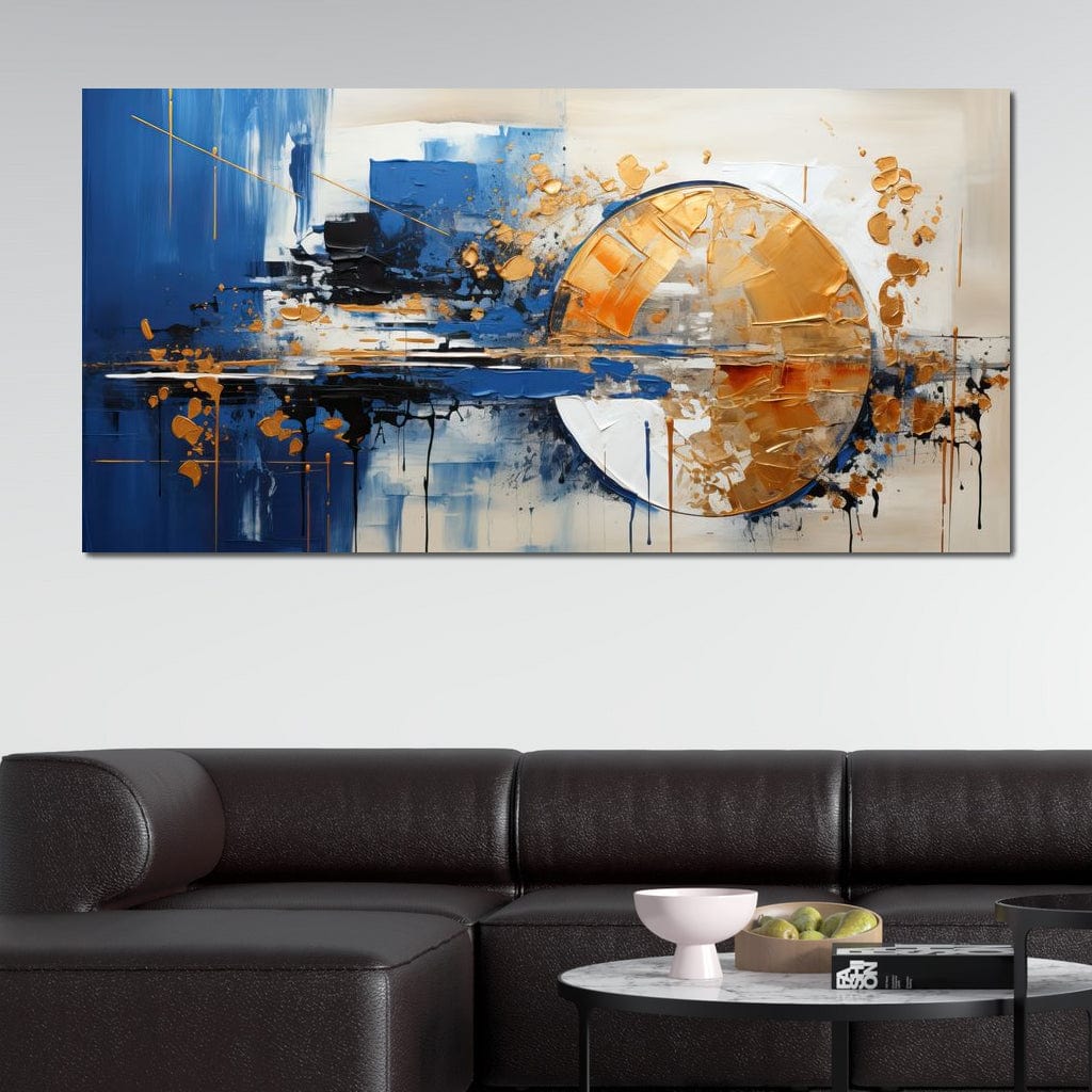 Tablou Canvas Premium, LuxCanva® J1022, Eclipsa de Aur, Stralucire, Eleganta, Flux, Univers, Inaltare, Vortex, Dans, Culori, Valuri, Auriu, Living, Dormitor