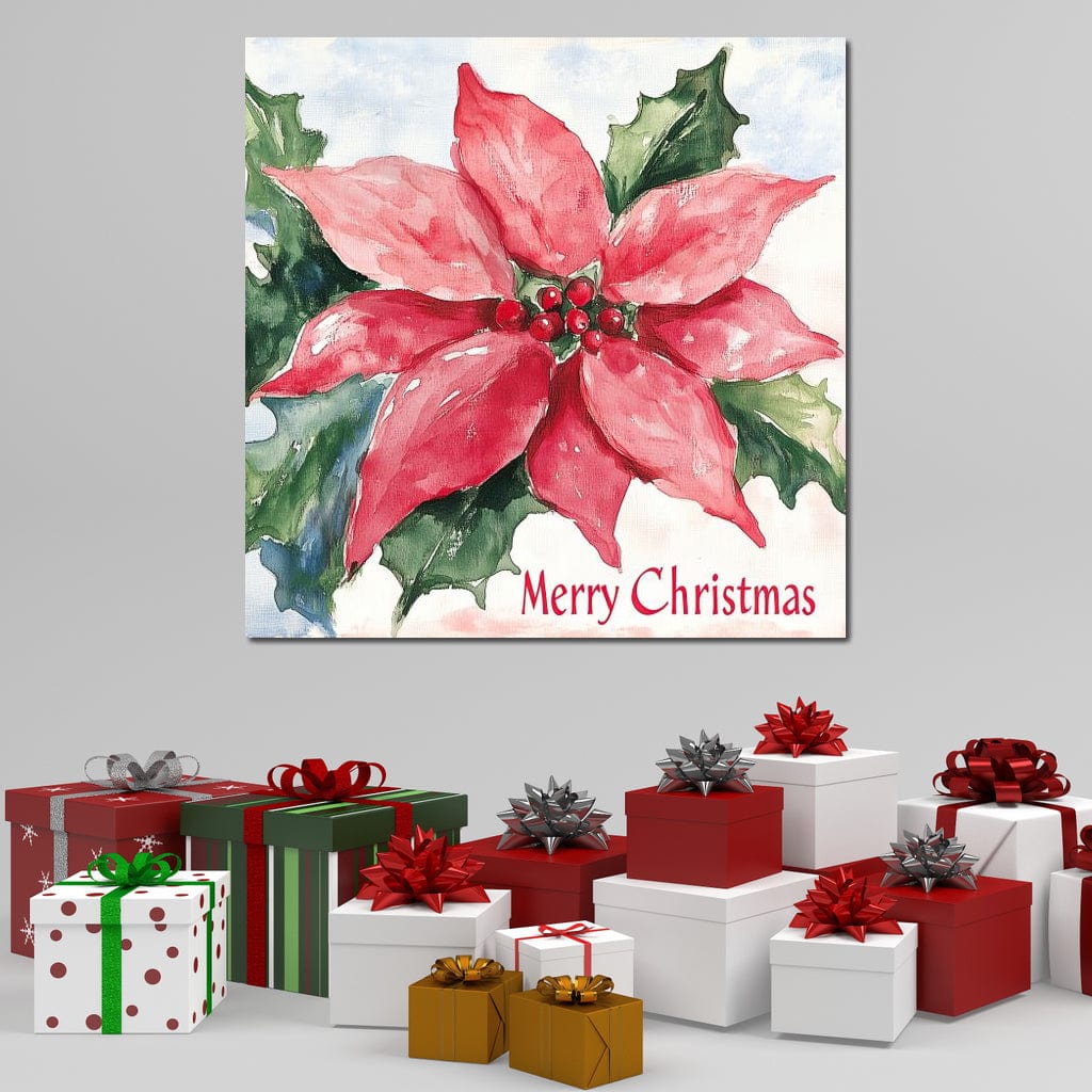Tablou Canvas Premium LuxCanva® D1011, Sarbatoare Infloritoare , Ghiveci, Floare, Craciunita, Petale, Natura, Living Room, Culori vibrante