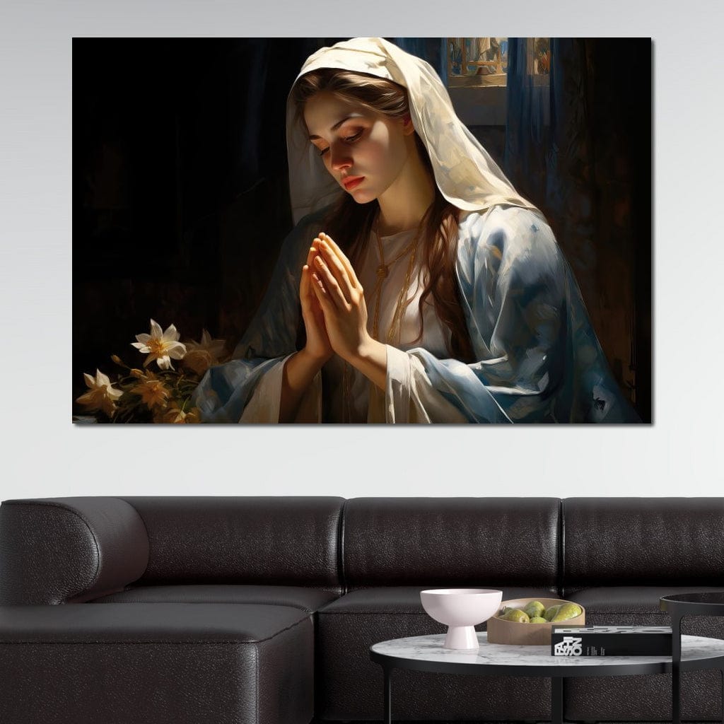 Tablou Canvas Premium LuxCanva® H1037, Mama Luminii, Fecioara Maria, Rugaciune, Lumina, Credinta, Pace, Har, Blandete, Divin, Arta Religioasa, Living, Dormitor