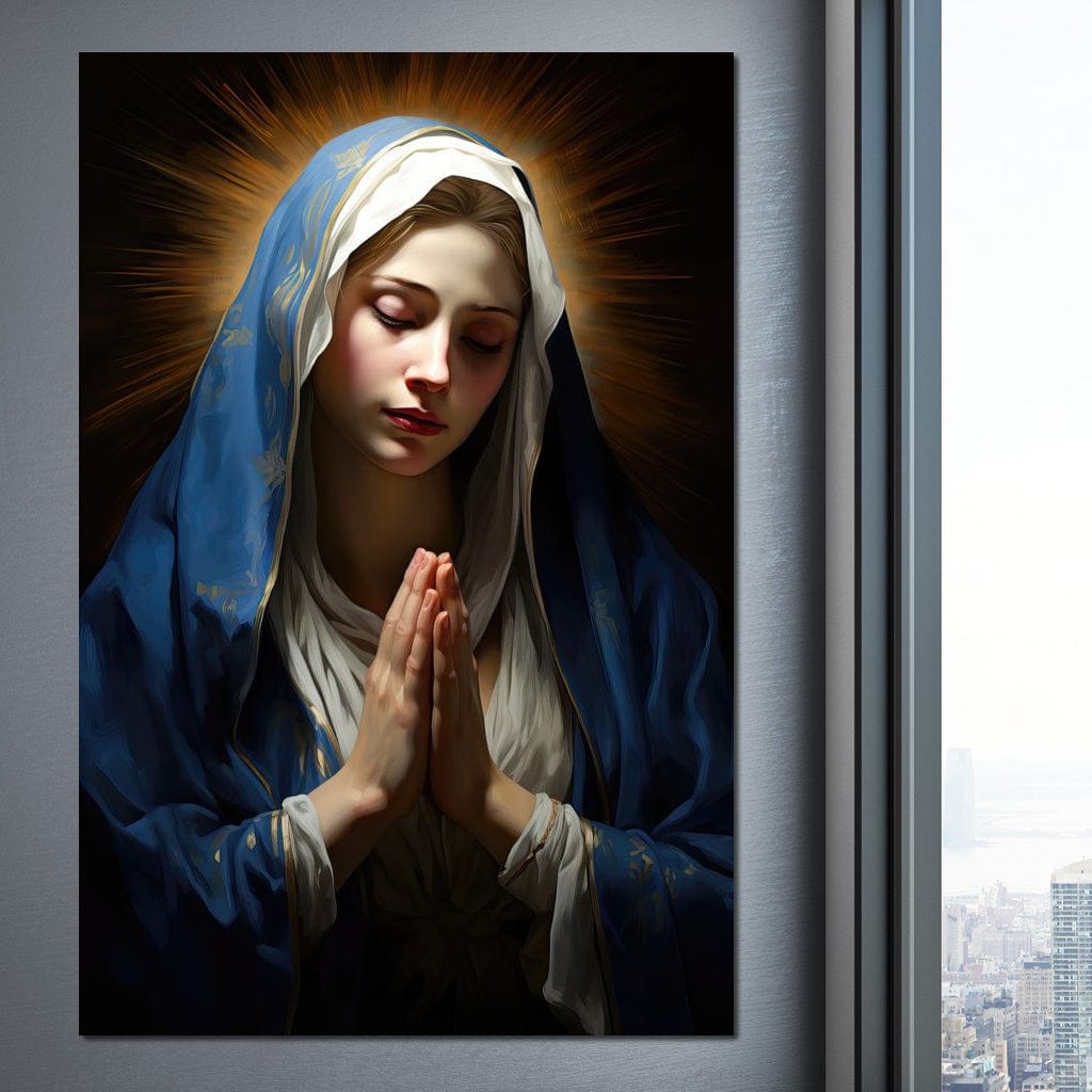 Tablou Canvas Premium LuxCanva® H1038, Blandetea Divina, Fecioara Maria, Rugaciune, Lumina, Credinta, Pace, Har, Blandete, Divin, Arta Religioasa, Living, Dormitor