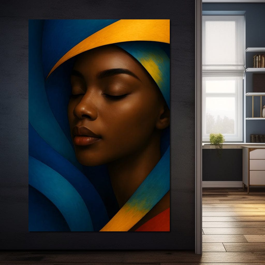 Tablou Canvas Premium, LuxCanva® G1134, Sub Pleoapele Lunii, Profunzime, Somn, Liniste, Pace, Meditatie, Serenitate, Pictural, Vis, Albastru, Portocaliu, Mister, Birou, Living