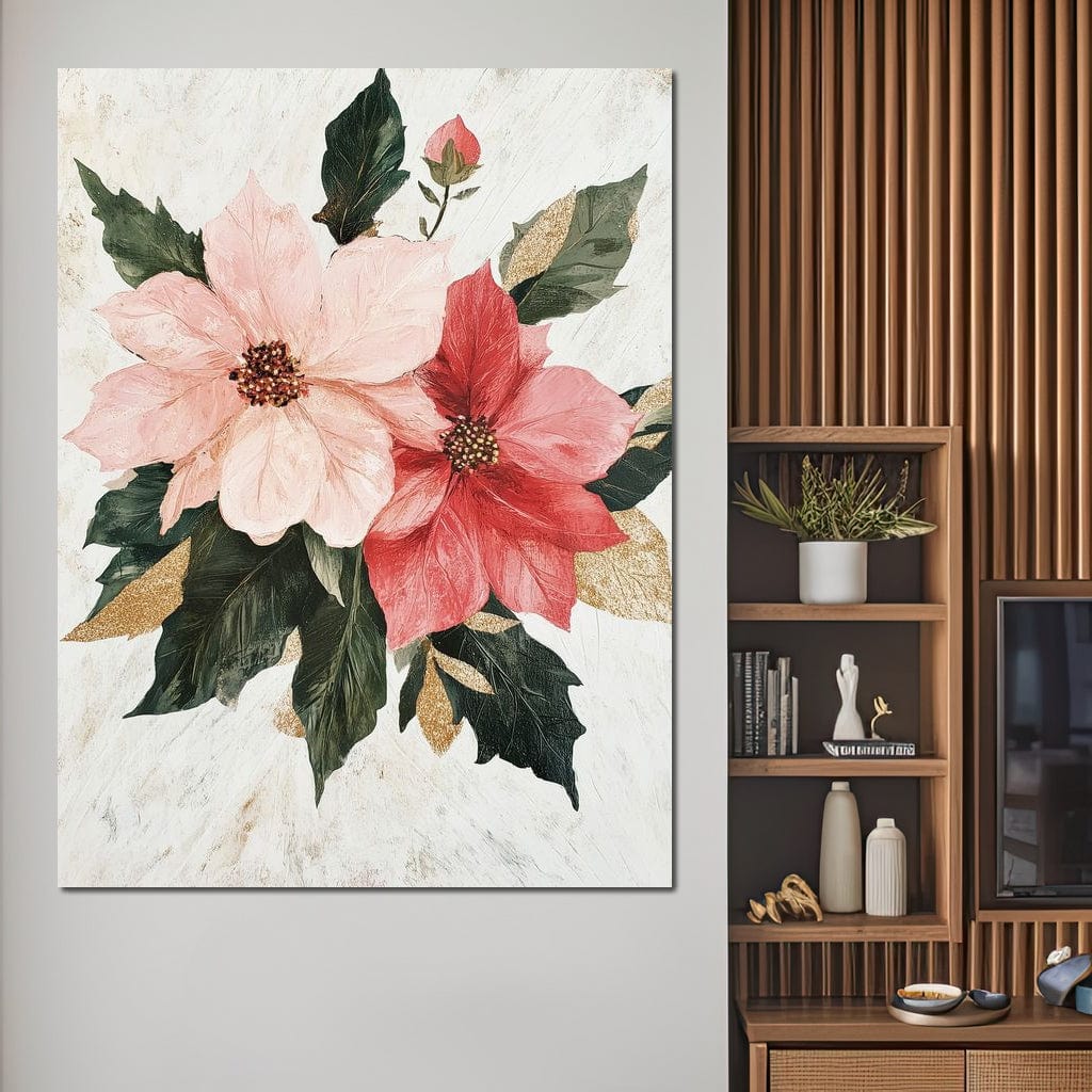 Tablou Canvas Premium LuxCanva® D1053, Aranjament Floral de Sarbatori , Flori, Aranjament, Decor, Craciun, Buchet, Living, Culori vibrante