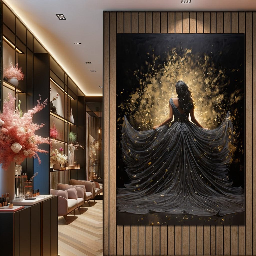 Tablou Canvas Premium LuxCanva® G1027, Magia din Intuneric , Stralucire, Magie, Rochie, Basm, Feminitate, Mister, Silueta, Living, Dormitor