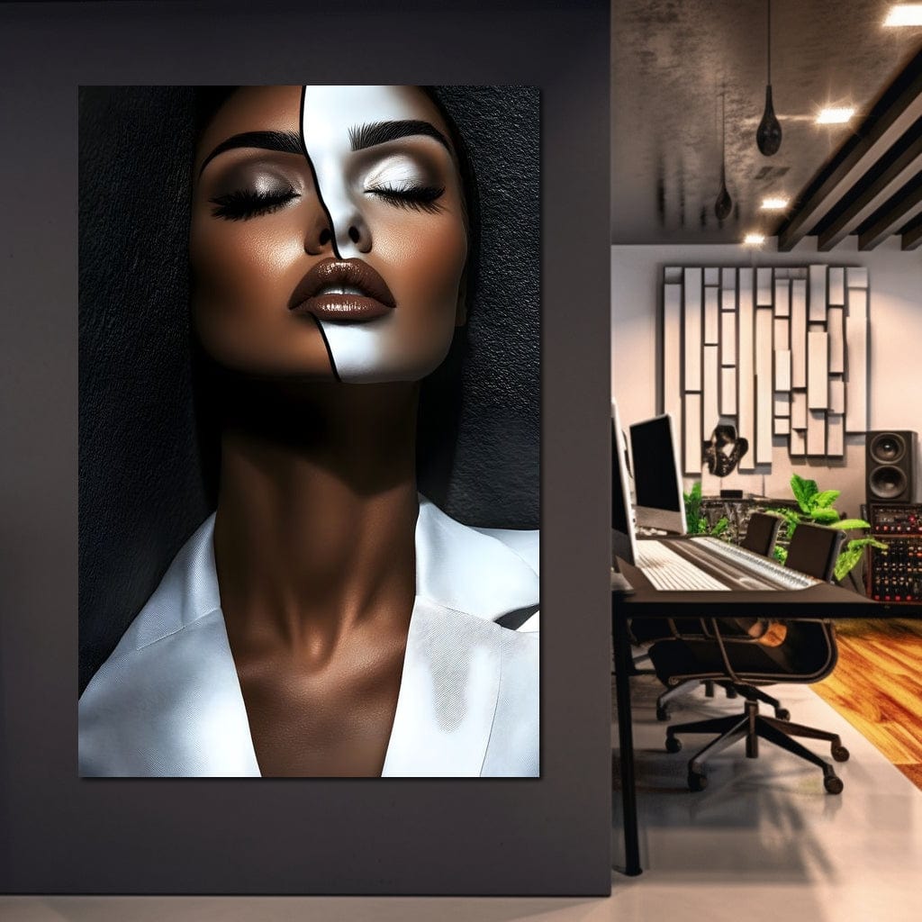 Tablou Canvas Premium, LuxCanva® G1199, Intre Doua Lumi, Armonie, Ruptura, Linie, Destin, Dualitate, Chip, Divizat, Fisura, Linii, Metafora, Echilibru, Alb, Negru, Birou, Living, Dormitor