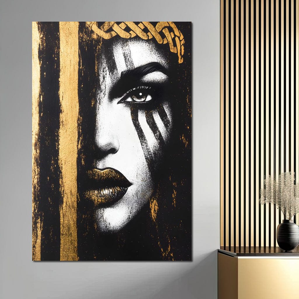 Tablou Canvas Premium, LuxCanva® G1148, Femeia din Umbre, Mister, Regina, Imperial, Coroana, Razboinica, Misticism, Expresivitate, Buze, Chip, Putere, Birou, Living, Dormitor