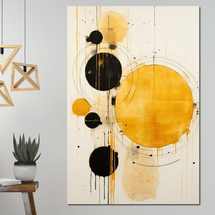 Tablou Canvas Premium, LuxCanva® J1025, Orologiul Universului, Eclipsa, Atractie, Radiatie, Galben, Negru, Mister, Infinit, Cercuri, Solar, Umbre, Living, Dormitor