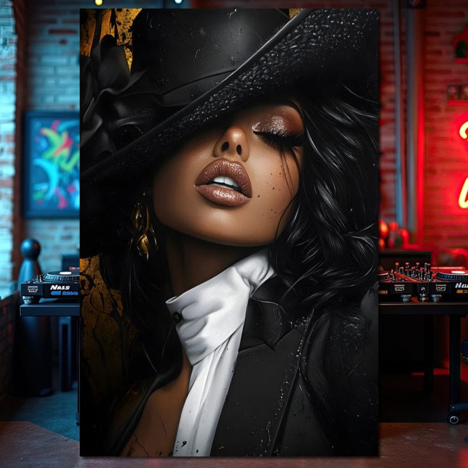 Tablou Canvas Premium, LuxCanva® G1198, Seductie in Frac, Lady, Noir, Joben, Tuxedo, Catifea, Jazz, Senzual, Sofisticat, Teatru, Cinema, Rafinament, Dorina, Pasiune, Birou, Living, Dormitor