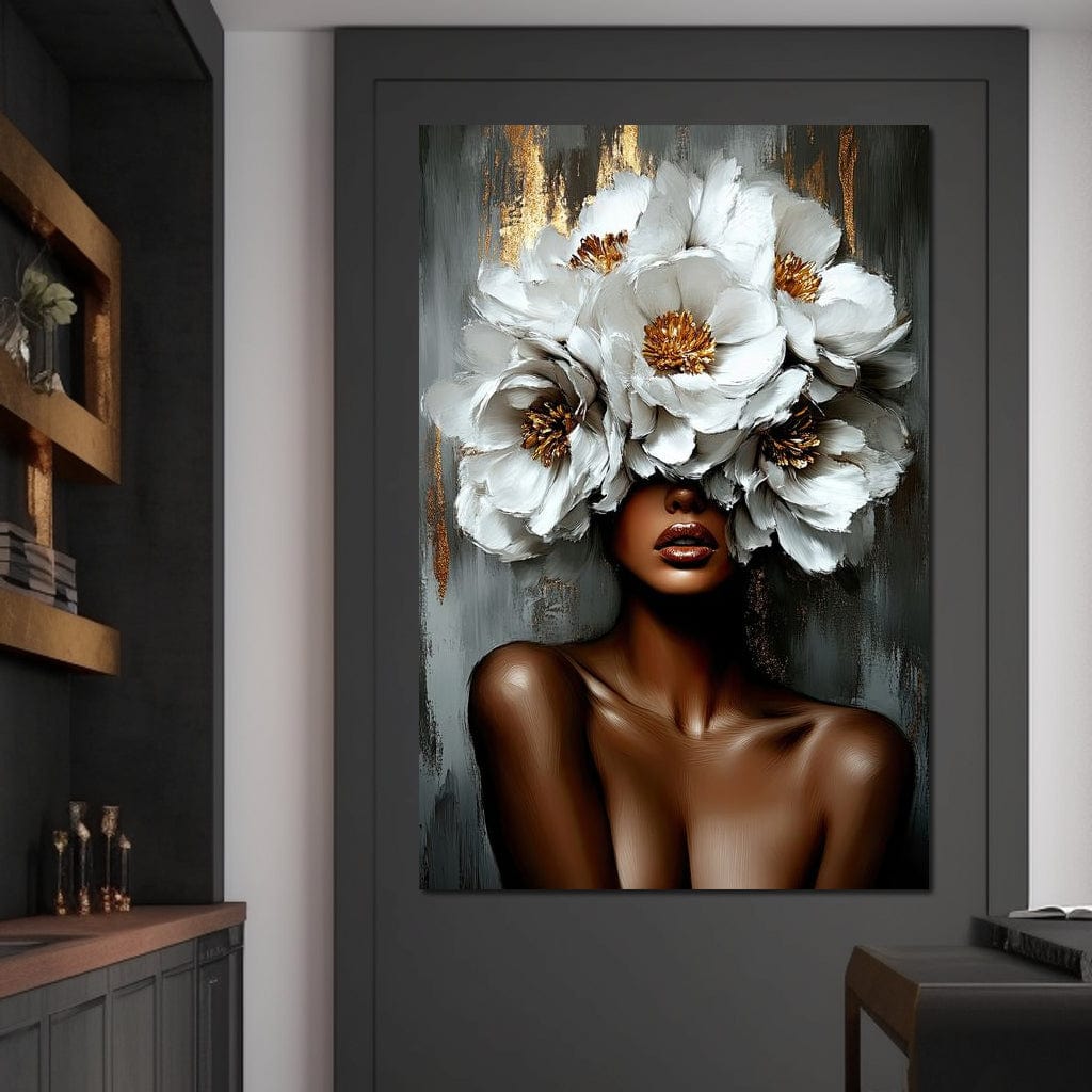 Tablou Canvas Premium LuxCanva® G1003, Regina Florilor , Eleganta, Piele, Stralucitoare, Textura, Senzualitate, Portret, Living, Dormitor, Culori vibrante