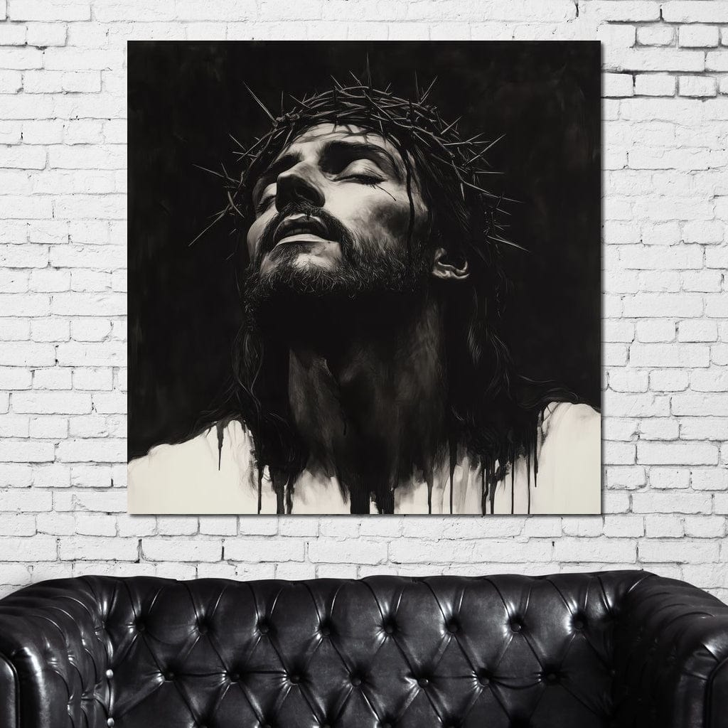 Tablou Canvas Premium LuxCanva® H1060, Ecoul Sacrificiului, Iisus, Credinta, Sacrificiu, Lumina, Intuneric, Inspiratie, Coroana de Spini, Arta Religioasa, Living, Dormitor